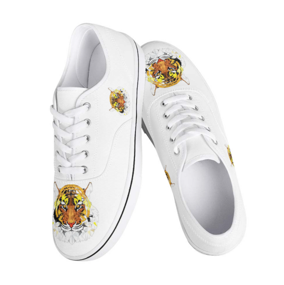 Artistic Tiger Portrait Canvas Sneakers